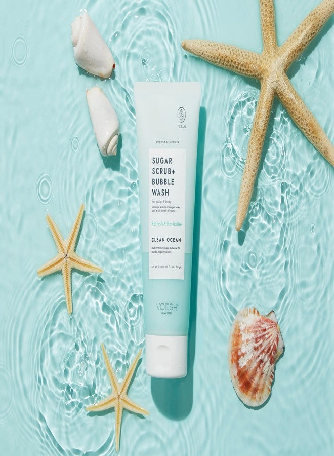 VOESH Sugar Scrub + Bubble Wash, Exfoliating Body Scrub & Body Wash, Clean Ocean, Scalp Care, Shower Vegan Body Care - Image 2
